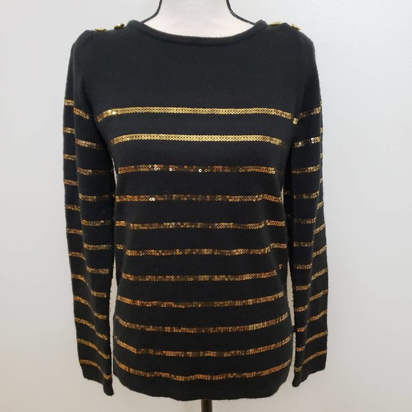 Dept Black & Gold Sequin Sweater Sz S - Picture 2 of 6